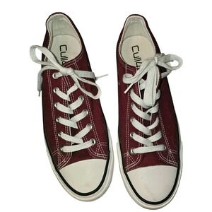 Cull4u Burgundy Canvas Low Top Sneakers Women's Casual Lace Up Shoes